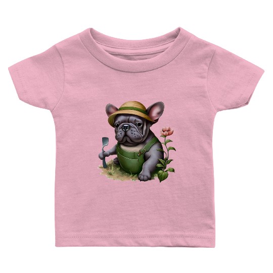 Frenchie in the Flower Garden Baby T Shirts