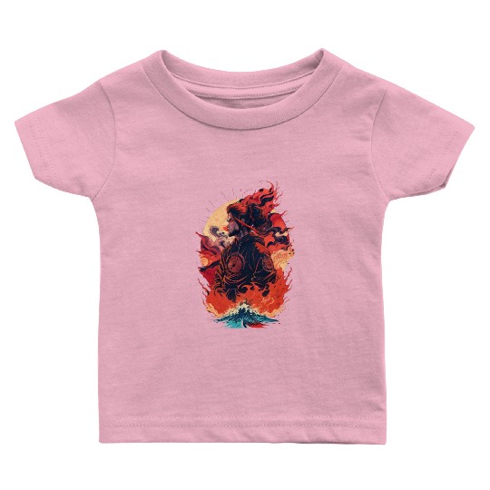 Samurai Boy in Flames Baby T Shirts