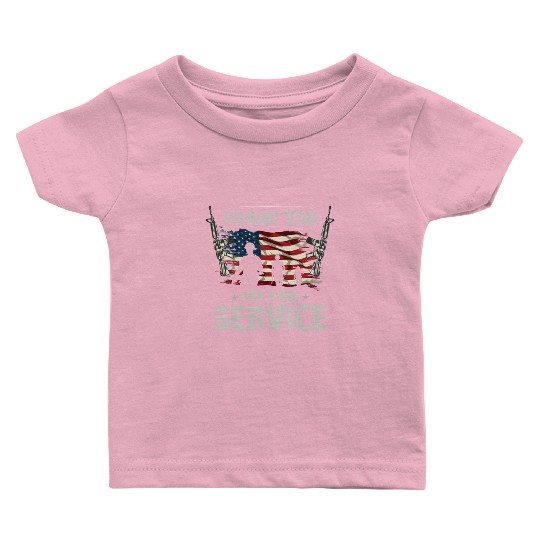 Thank You For Your Service US Flag Veterans Day Baby T Shirts