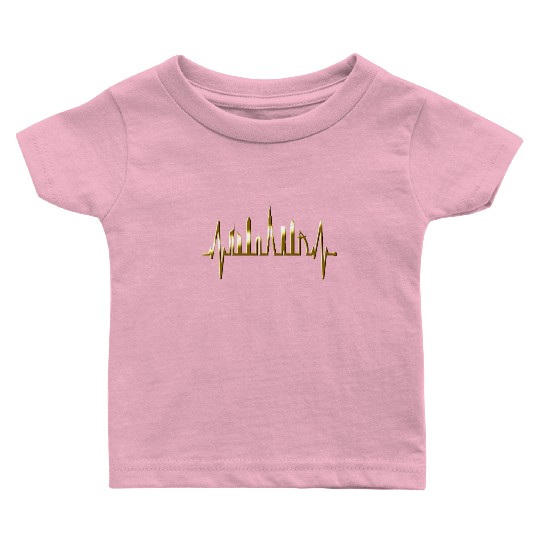 Dubai Skyline Heartbeat Burj Khalifa Silhouette Baby T Shirts