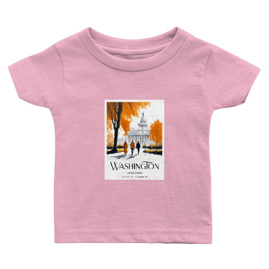 Watercolor painting loving couple in Washington DC Baby T Shirts