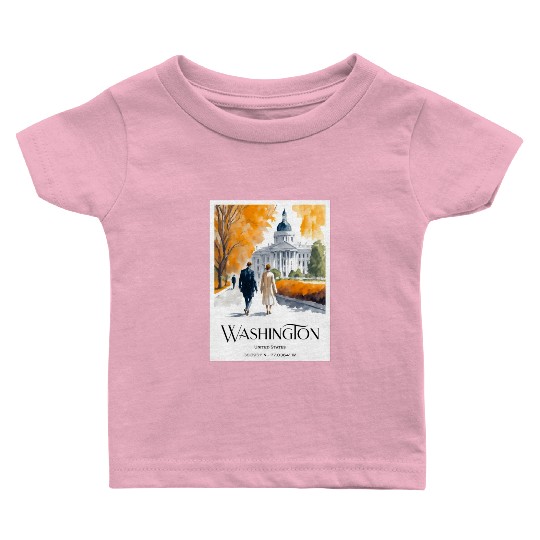Watercolor painting loving couple in Washington DC Baby T Shirts