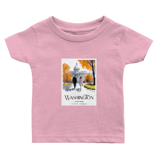 Watercolor painting loving couple in Washington DC Baby T Shirts