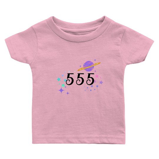 Angel Numbers 555 Purple Saturn with Stars Baby T Shirts