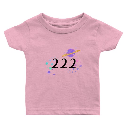 Angel Numbers 222 Purple Saturn with Stars Baby T Shirts