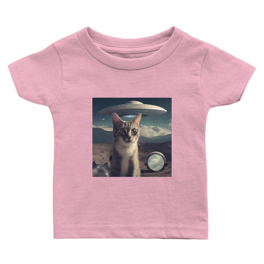 Cat Ufo Alien Area 51 space shuttle Baby T Shirts