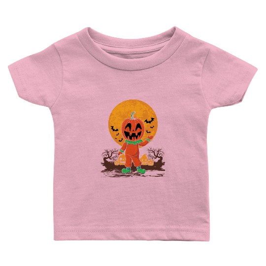 Pumpkin Person Creepy Halloween Pumpkin Baby T Shirts
