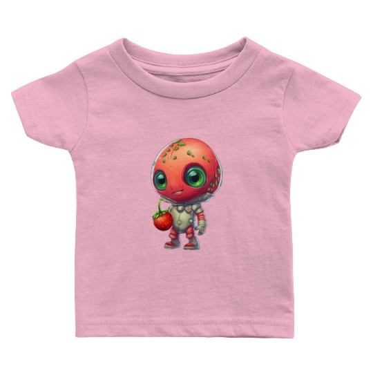 Red Alien Strawberry: Cute Fusion Baby T Shirts
