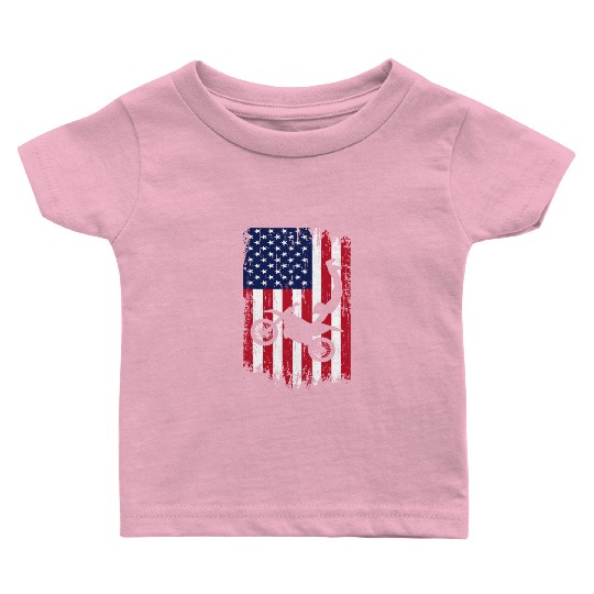 Supercross Freestyle Motocross American Flag Baby T Shirts