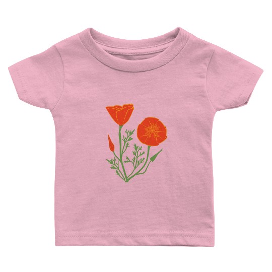 California Poppies on Clear Background Baby T Shirts