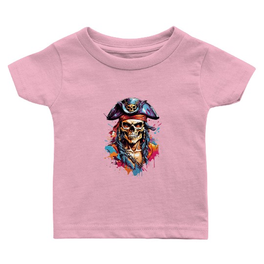 Pirate skull artwork Baby T Shirts