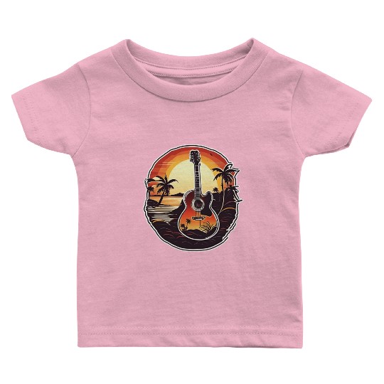 Guitar Retro Guitar Sunset Guitar Vintage Baby T Shirts