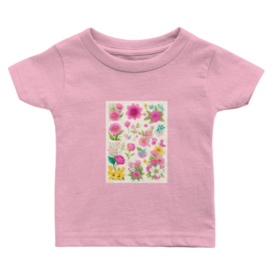 Buttercup and Marigold Spring Flowers Baby T Shirts