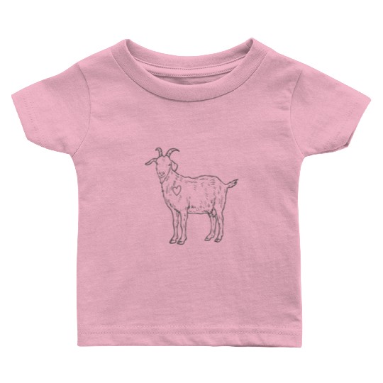 Minimalist Goat Heart Line Art Design Baby T Shirts