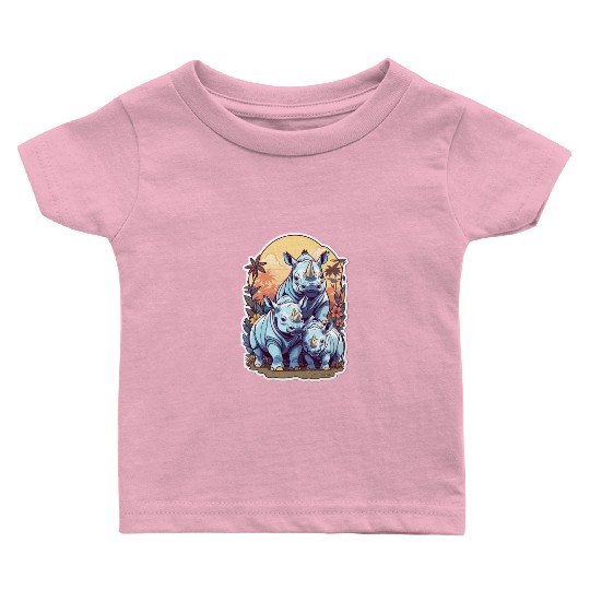 Rhinos Kawaii Baby T Shirts