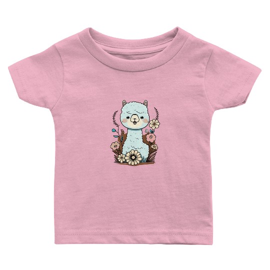 Cute Alpaca Flower Garden Kawaii Llama Lover Baby T Shirts