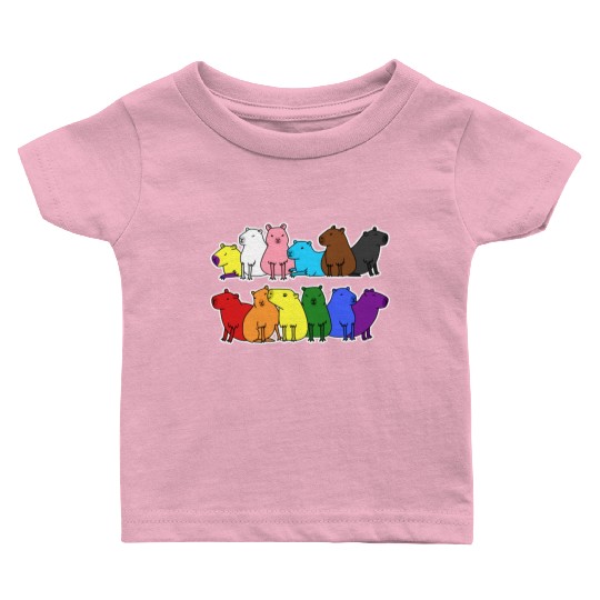 Pride Progress Flag Capybara Design for Equality Baby T Shirts