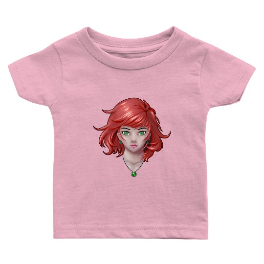 Anime girl with pretty jewelry in color Baby T Shirts