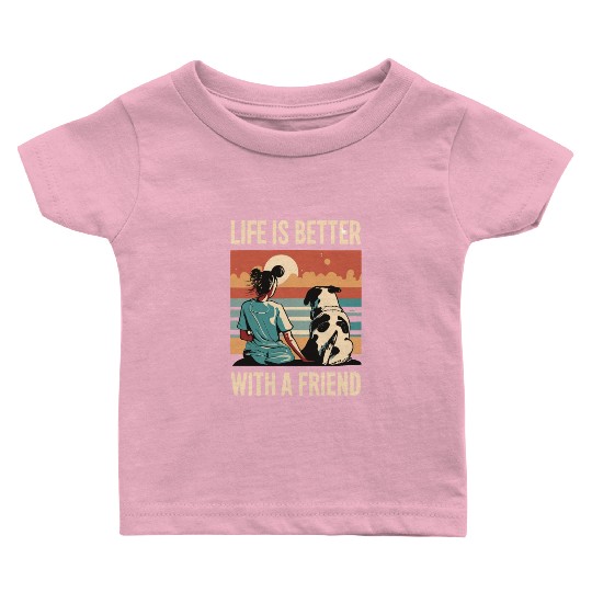 Life Is Better With A Friend Golden Retriever Cute Baby T Shirts