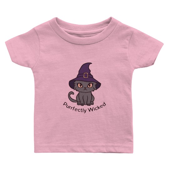 Wicked Cat Witch Funny Halloween Witch Baby T Shirts
