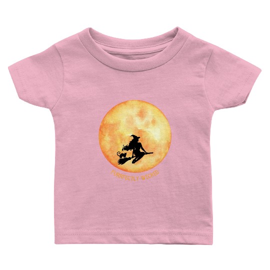 Wicked Cat Witch Funny Halloween Witch Baby T Shirts