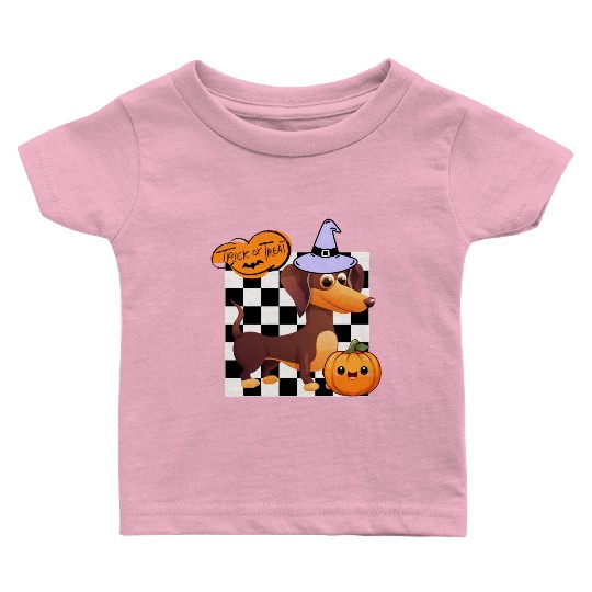 Cute Halloween Dachshund Trick or Treating Baby T Shirts
