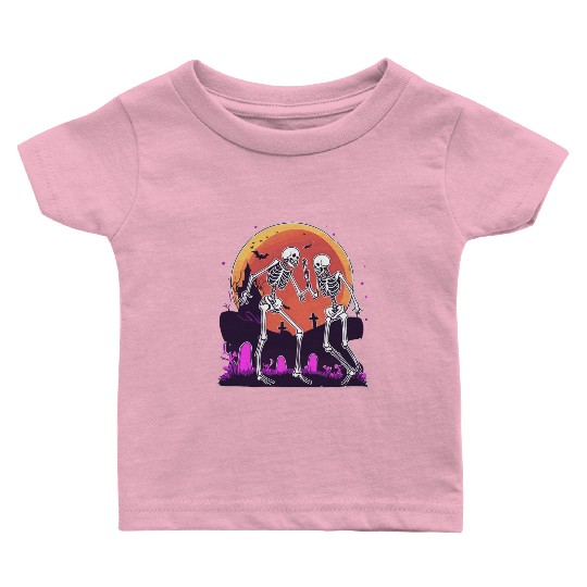 "Skeletal Dance-Off Under Neon Moon" Baby T Shirts