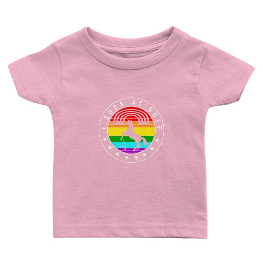 Golf Baby T Shirts, I Suck At Golf Unicorn Rainbow Retro