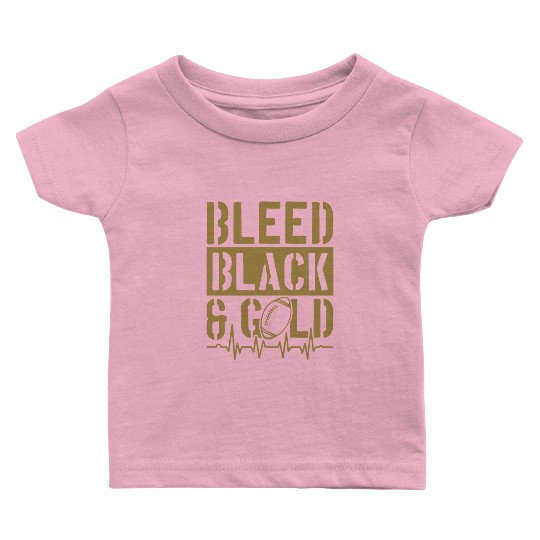 Bleed Black and Gold Group School Football Sports Baby T Shirts