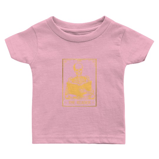 The Reader Tarot Card Bookish Skeleton Skull Hallo Baby T Shirts