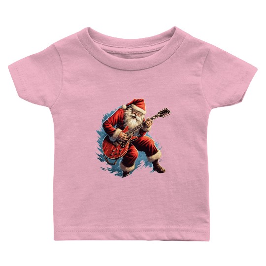santas claus playing guitar Baby T Shirts