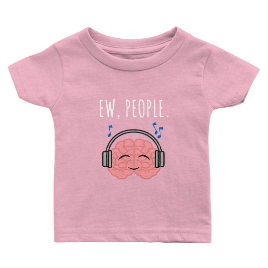 Ew People Brain Headphones Distressed Baby T Shirts