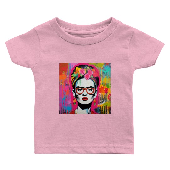 Frida Kahlo style urban art colorfull graffiti Baby T Shirts