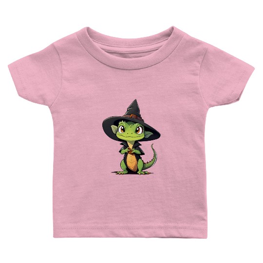 Cute Halloween lizard with a witch hat. Baby T Shirts