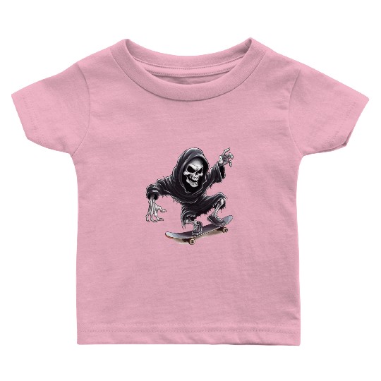 Grim Reaper Shreds the Streets: Skateboarding for Baby T Shirts