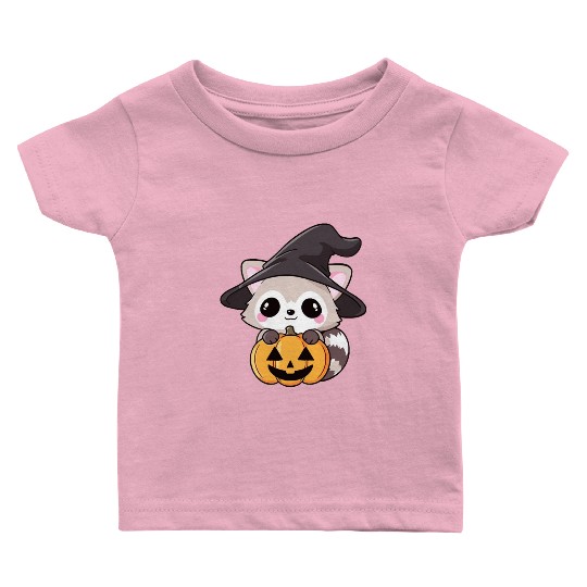 Cute Halloween raccoon Baby T Shirts