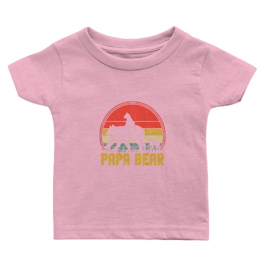 Funny Papa Bear Of Cub 3 Kids Fathers Day Grandpa Baby T Shirts