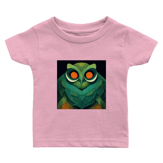 Mod Owl: Feathery Orange-Eyed Owl Baby T Shirts