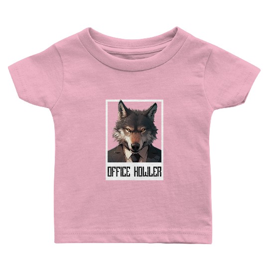 Office Howler. Business wolf Baby T Shirts