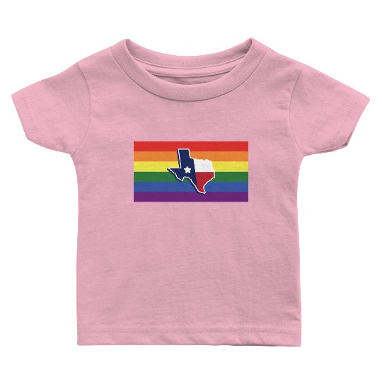 Texas Map Pride Flag Design for proud LGBT+ Texan Baby T Shirts