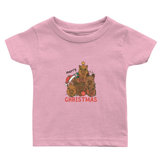 Capybara Christmas Tree Merry Christmas Baby T Shirts