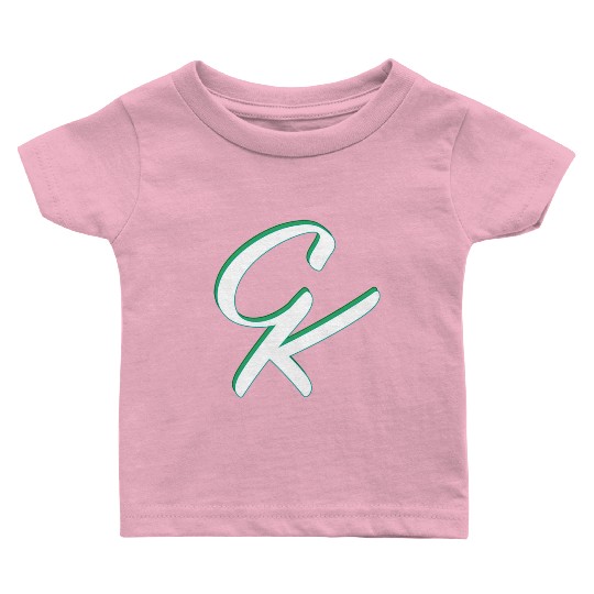 CK ligature white green Baby T Shirts