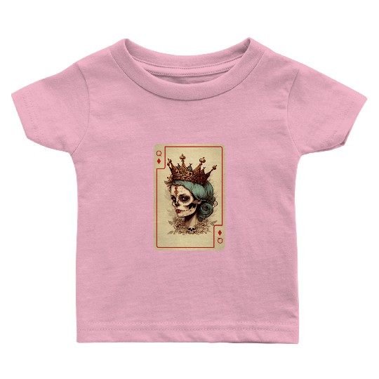 Diamond Queen Gothic Poker Card Game Creepy Baby T Shirts