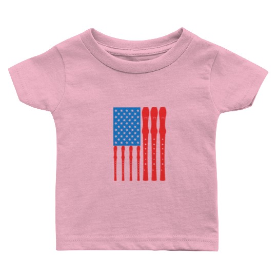 Patriotic US Flute Player Baby T Shirts