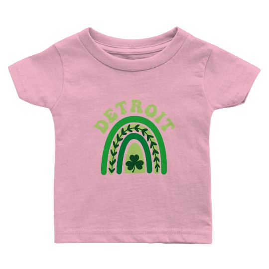 Detroit Michigan Irish Shamrock Kawaii Rainbo St Baby T Shirts