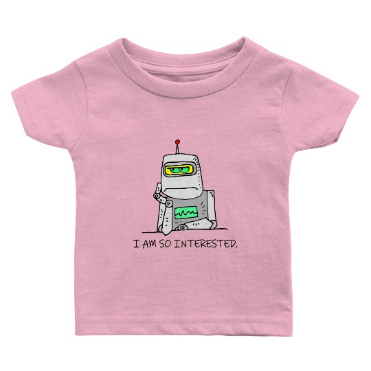 Interested Robot Funny Moody Bored Cartoon Joke Baby T Shirts