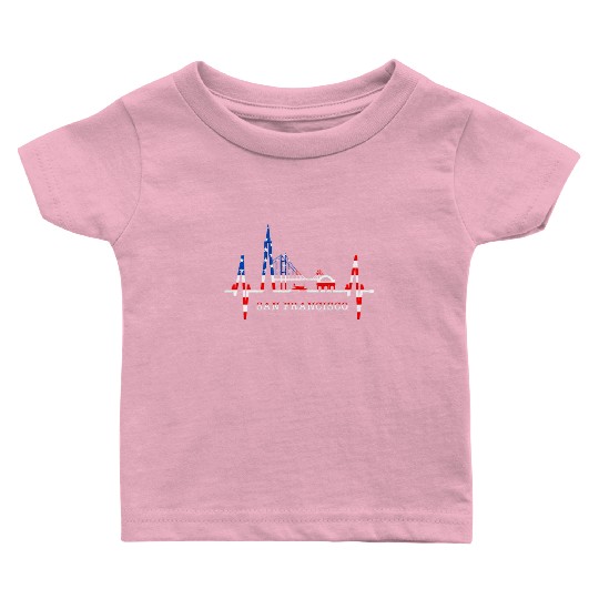 San Francisco Skyline Heartbeat California Lover Baby T Shirts