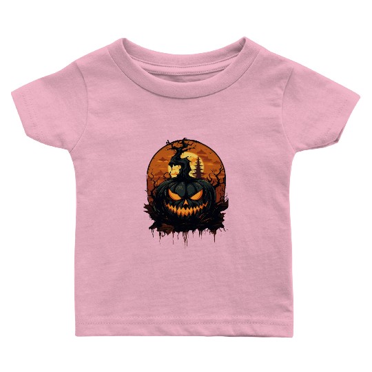 Spooky Halloween Pumpkin Baby T Shirts
