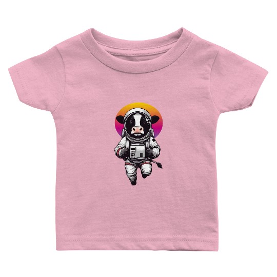 Floating cow in astronaut suit Baby T Shirts