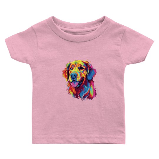 Watercolor Colorful Golden Retriever Baby T Shirts